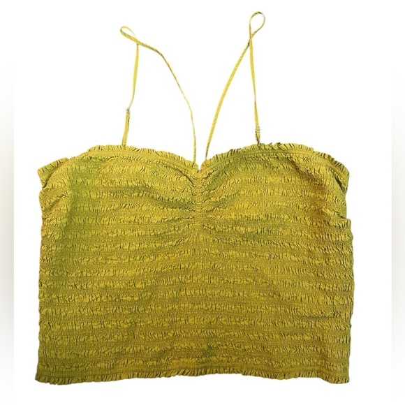 Madewell Smocked Halter Crop Top Size XXL | Citrus Lime 90s Inspired - Picture 10 of 10